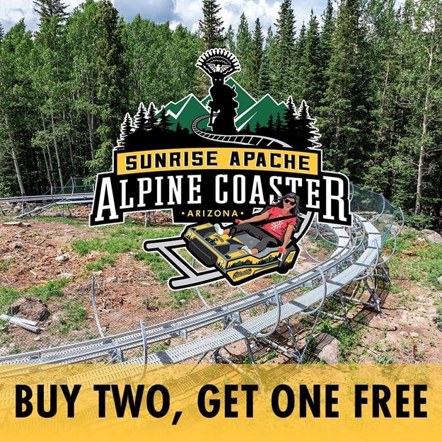 Buy two rides, get one ride free on the Sunrise Apache Alpine Coaster